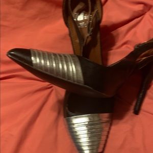 Silver black pumps